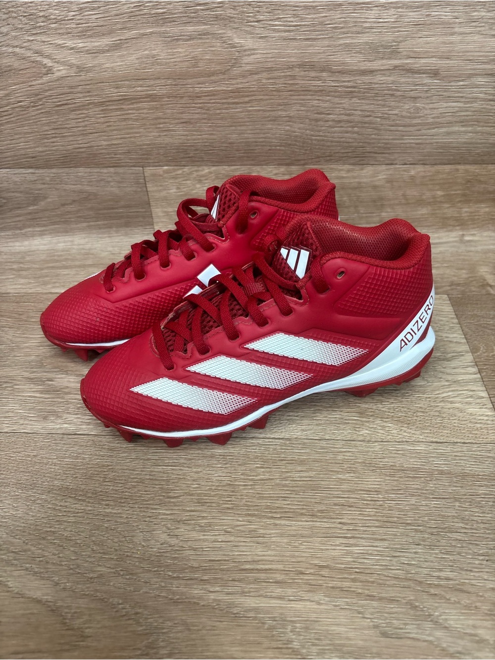 adidas Kids Red and White Adizero Athletic Cleats